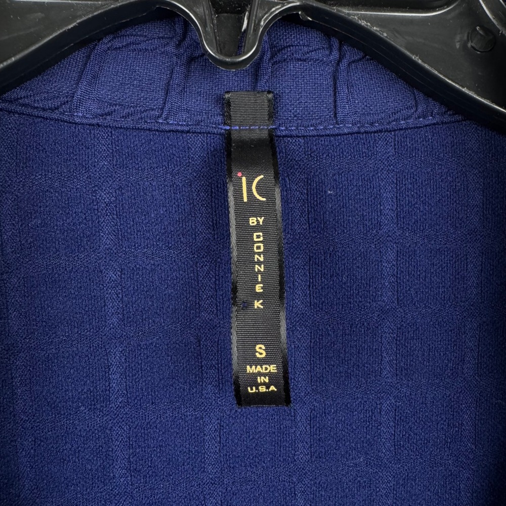 IC by Doni Knits Women's Navy Textured Jacket Statement Button Size S - Picture 4 of 10